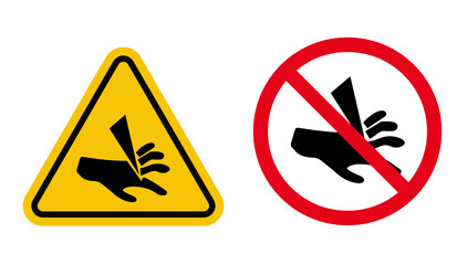 Warning caution Sharp Edges Will Cut Keep Fingers Clear Symbol Sign ,Vector Illustration, Isolate On White Background