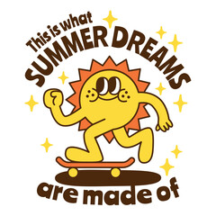 A summer holiday cartoon character with funny quote : "This is what summer dreams are made of."