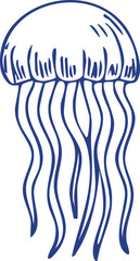 Hand Drawn Marine Life Line Icons Set