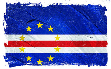Distressed and textured Cape Verde flag with visible brushstrokes evoking a patriotic mood and national identity through artistic interpretation.
