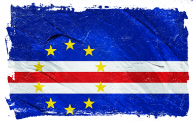 Distressed and textured Cape Verde flag with visible brushstrokes evoking a patriotic mood and national identity through artistic interpretation.