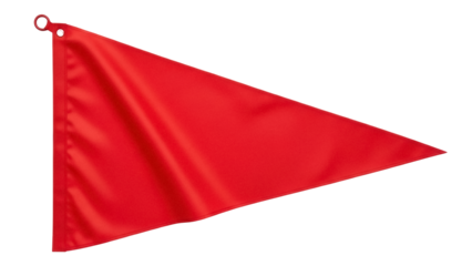 Bright red pennant flag isolated PNG, triangular signal banner on transparent background for nautical communication and warning