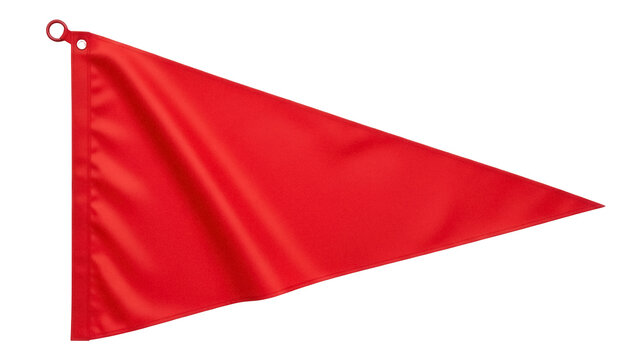 Bright red pennant flag isolated PNG, triangular signal banner on transparent background for nautical communication and warning