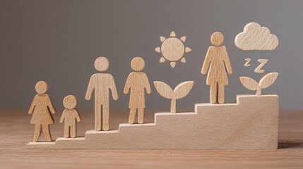 Family body and mind growth chart icon concept highlighting health metrics and personal development together