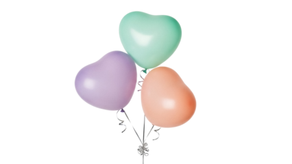 Pastel heart-shaped balloons PNG isolated on transparent background, cute party decoration for birthday and Valentine s Day celebration