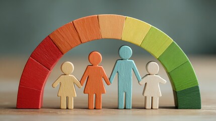 Family long-term wellbeing index chart icon concept featuring detailed representation of family happiness over time
