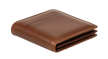 Brown leather wallet isolated on transparent background