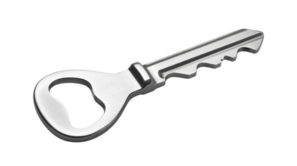 A silver skeleton key isolated on transparent background