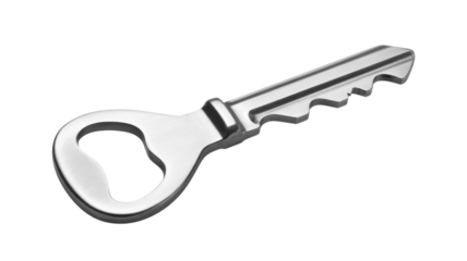 A silver skeleton key isolated on transparent background