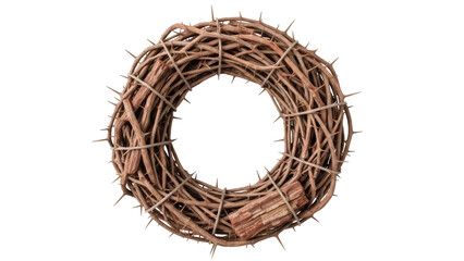Fototapeta premium Crown of thorns isolated PNG, religious symbol of Christianity representing the Passion of Jesus Christ, Easter holiday and Lent season