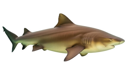 Brown shark PNG isolated on transparent background, large predatory fish with streamlined body and powerful jaws, marine wildlife