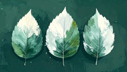 絵の具風葉っぱのイラスト