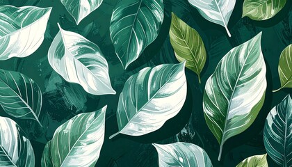 絵の具風葉っぱのイラスト