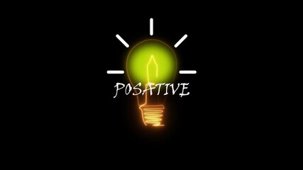 Neon positive light bulb with the word "Idea" inside isolated on black background. Represents business concepts, innovation, brainstorming