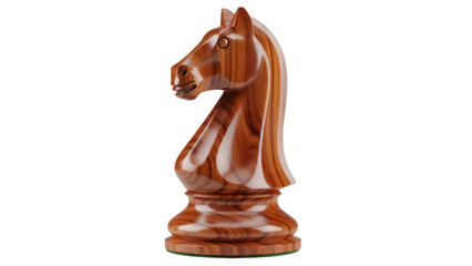 Naklejka premium Wooden chess knight piece isolated PNG, brown horse head figurine for board game strategy and competition on transparent background