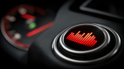 Car dashboard featuring a red light indicating alerts for monitoring financial inflation trends and performance