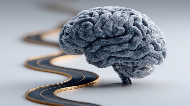 Unique concept of a brain on a road signifying innovative thinking in developing inflation hedge strategies