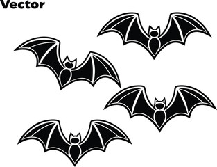 Fototapeta premium Five black bat silhouettes arranged in a circular pattern 1