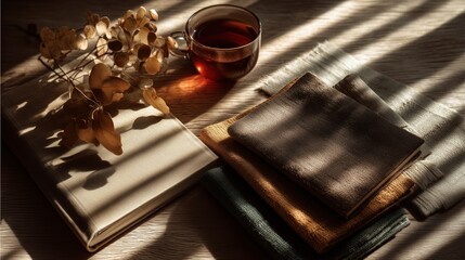 Cozy Morning with Tea and Books