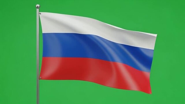 Russian flag waving on green screen background