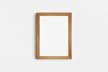 Frame mockup 5x7, 50x70, A4, A3, A2, A1. Single cherry wood frame mockup. Clean, modern, minimalist, bright. Portrait. Vertical.