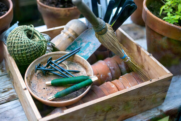 Gardening tools and accessories for working in the garden and greenhouse.