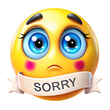 Sad Emoji with Sorry Ribbon apology emotion