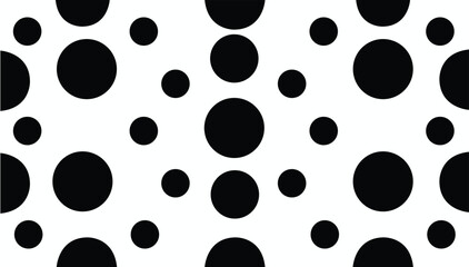 Black polka dots on a white background for design and decoration.