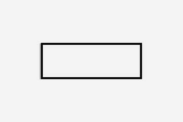 Horizontal frame mockup 3:1, 1:3 landscape. Single black frame mockup. Clean, modern, minimalist, bright.