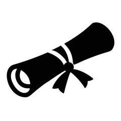 Minimalist Black and White Diploma Scroll Graduation Certificate Illustration