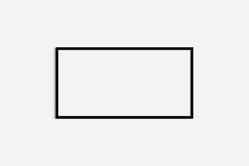 Horizontal frame mockup 2:1, 1:2 landscape. Single black frame mockup. Clean, modern, minimalist, bright.