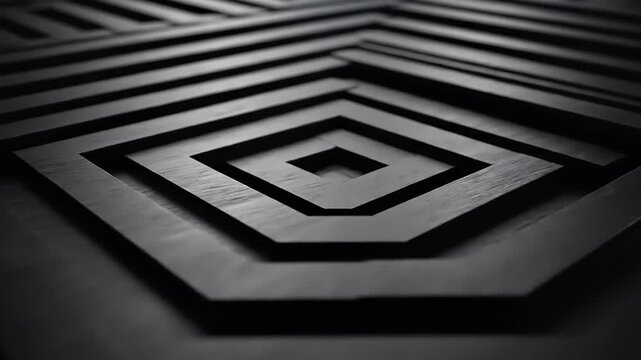 Abstract Dark Geometric Pattern with Intersecting Hexagons and Squares.