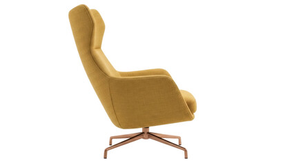 Modern mustard yellow armchair PNG isolated on transparent background, stylish lounge seat for...