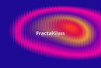 Vibrant fractal glass design with pink, yellow, and orange hues on a dark blue background with a blurred effect