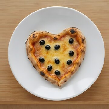 en forme de c&oelig;ur servis sur une assiette pour un repas romantique de Saint-Valentin.