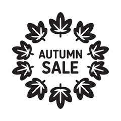 Autumn sale design with a circular frame of maple leaves