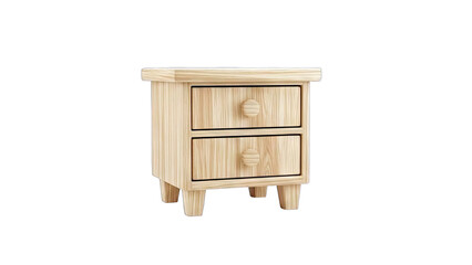 Wooden Nightstand Isolated on White Background