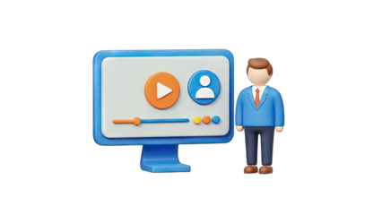 Online Video Tutorial with Businessman Illustration