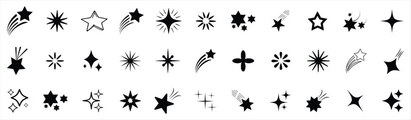 Sparkle star icons. Shine icons. Sparkle vector icons set. Shine symbol illustration. Stars line art icon. star sign collection.