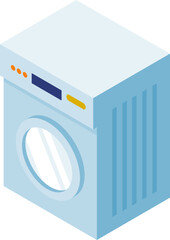 Front-loading washing machine icon with a digital display and circular door