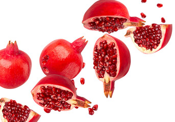 Falling Pomegranate Fruit Cutout, Full Depth Of Field.