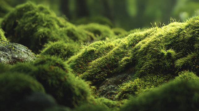 A captivating macro shot of lush green moss, with detailed textures and natural beauty