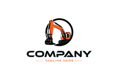 Heavy equipment excavator logo construction logo.