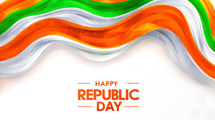 Happy Republic Day India Abstract Watercolor Background. Tricolor Paint Splash Concept.