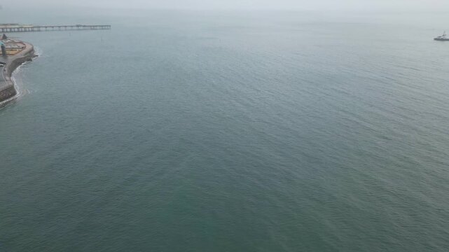 Teignmouth Beach and Ocean Town of England United Kingdom. High angle View Was Captured with Drone Camera During  Rainy clouds over British Tourist Attraction of England UK on 27th November, 2025