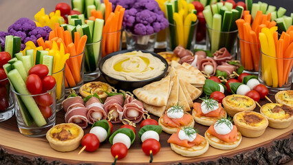 Platter of Colorful Appetizers and Vegetables