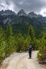 Fototapeta premium Scenic summer landscape of Valbona Valley National Park. Prokletije or Accursed Mountains in Northern Albania, Europe 