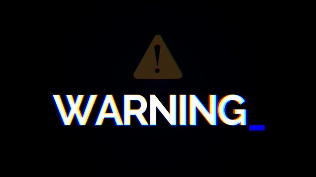 Warning security alert the screen data hacking malware virus caution signal icon animation. computer cybersecurity protection and warning system animation a black background video 4k