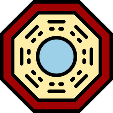 Pa Kua Mirror Icon in Filled Line Style
