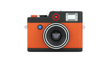 Orange Retro Camera Isolated on White Background